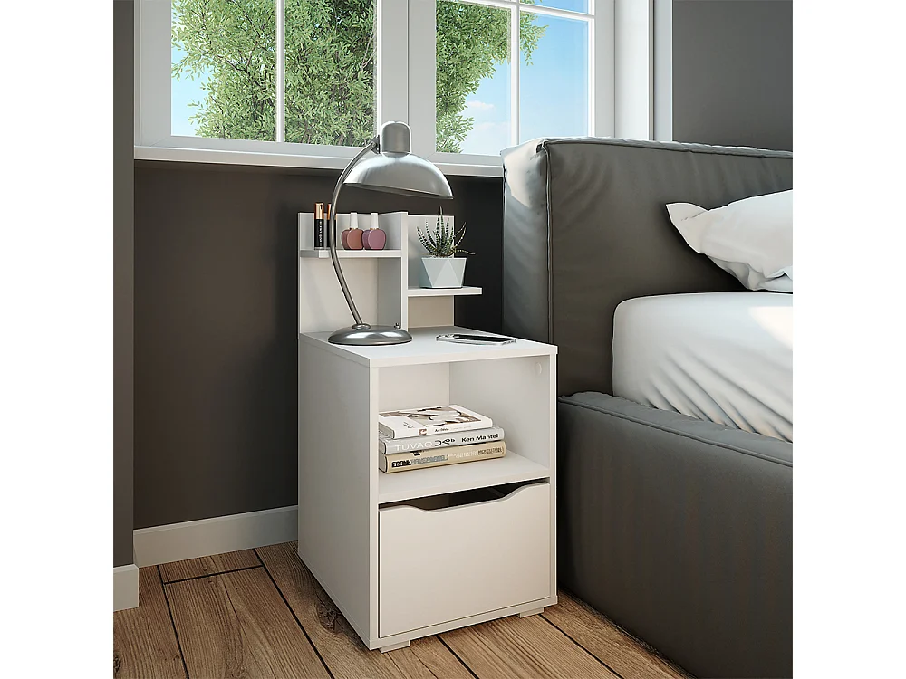 Table de nuit blanc 40x48x82.2 ruben