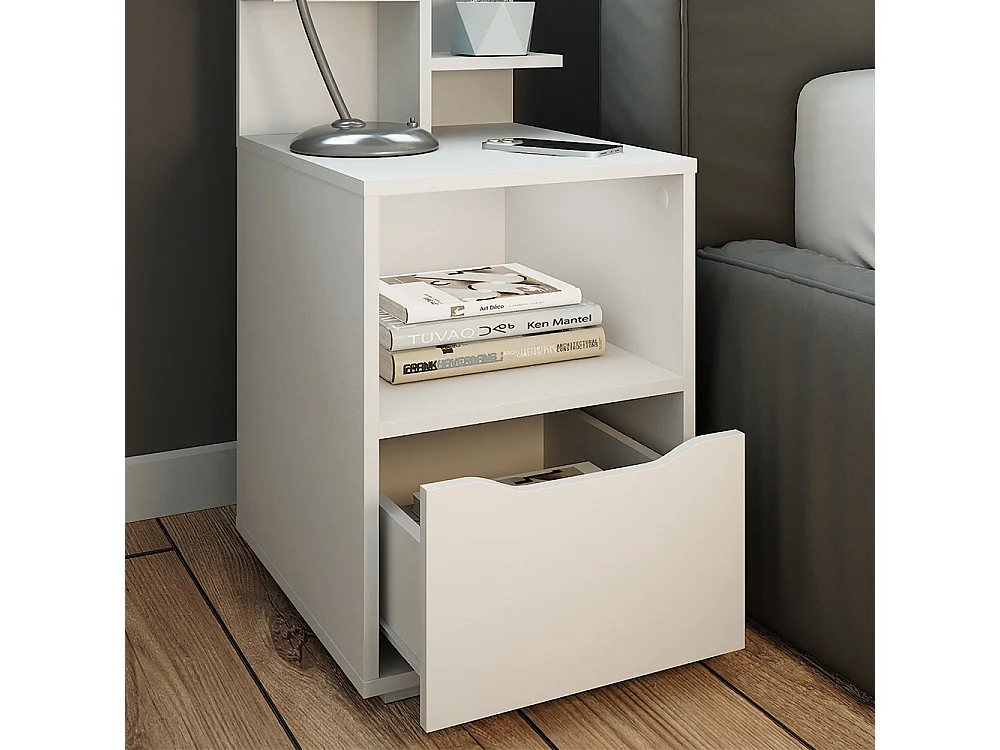 Table de nuit blanc 40x48x82.2 ruben