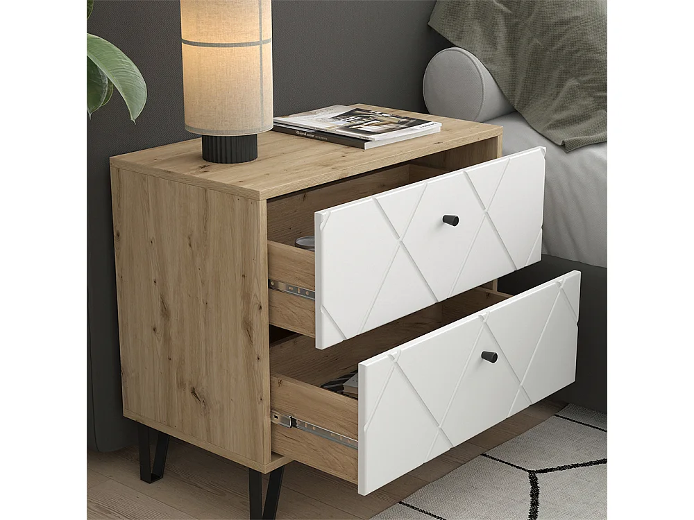 Table de chevet chêne artisan 66x36x60.2 nizza