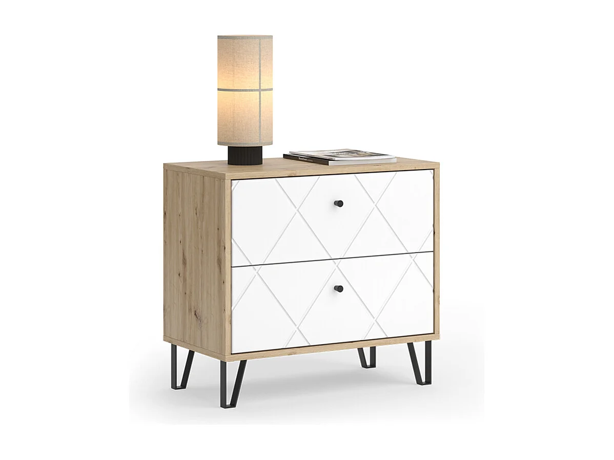 Table de chevet chêne artisan 66x36x60.2 nizza