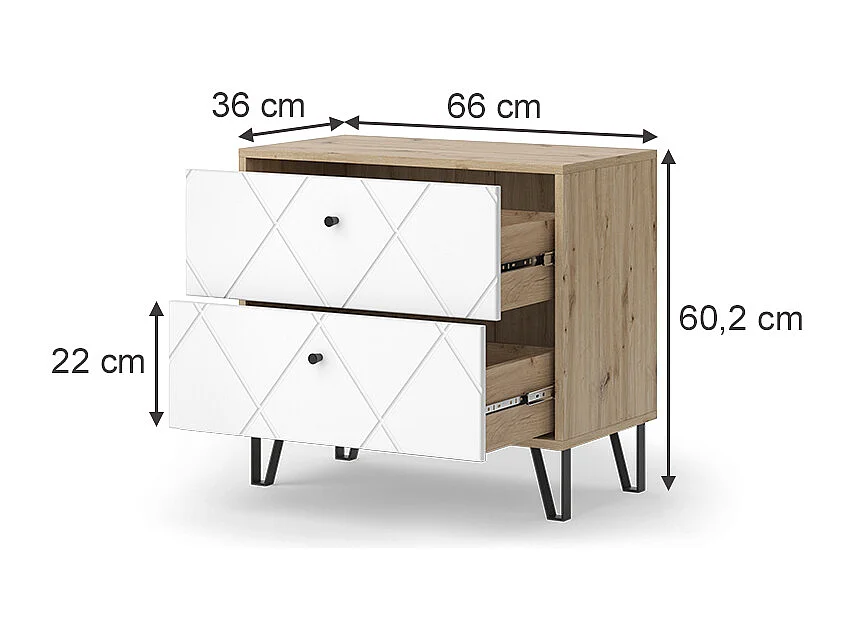 Sengebord håndværker egetræ 66x36x60.2 nizza