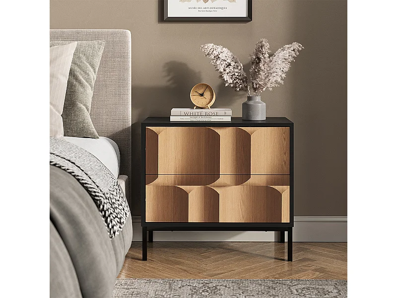 Nachttisch schwarz/eiche 66x36x60 eliza