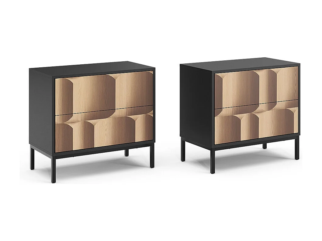 Nachttisch schwarz/eiche 66x36x60 eliza