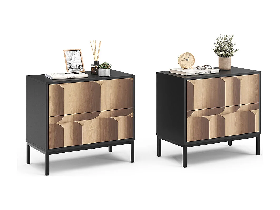 Nachttisch schwarz/eiche 66x36x60 eliza