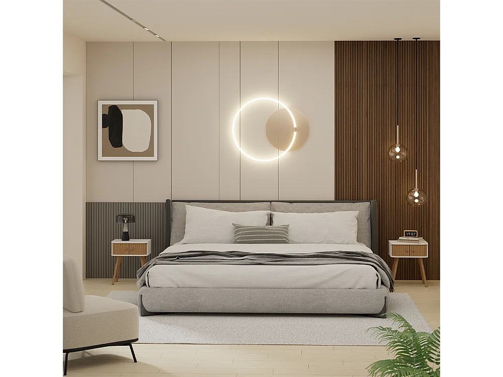 Mesilla de noche blanco/bambú 40x30x47 germo