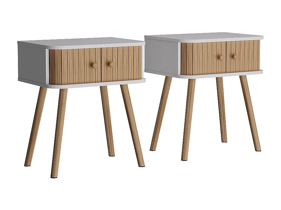 Table de chevet blanc/bambou 40x30x47 germo