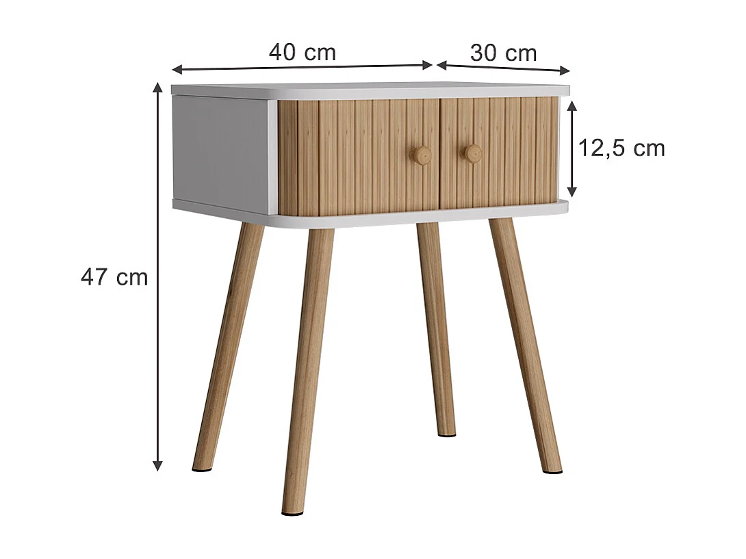 Table de chevet blanc/bambou 40x30x47 germo