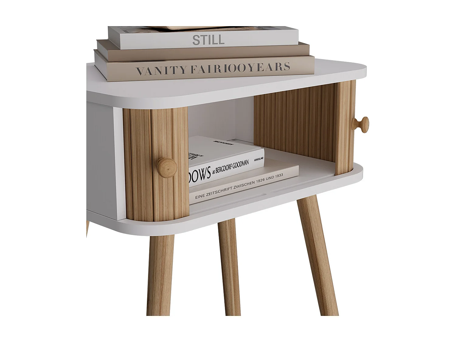 Table de chevet blanc/bambou 40x30x47 germo