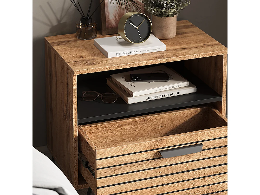 Mesilla de noche roble wotan 60x38x58 amber