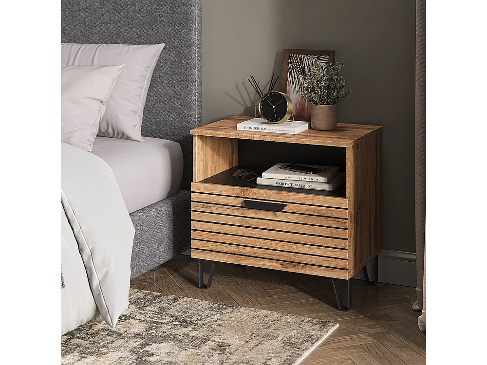 Mesilla de noche roble wotan 60x38x58 amber