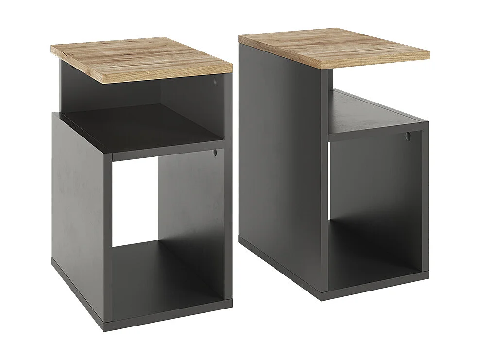 Table de nuit anthracite/chêne doré 25x35x45.3 elios
