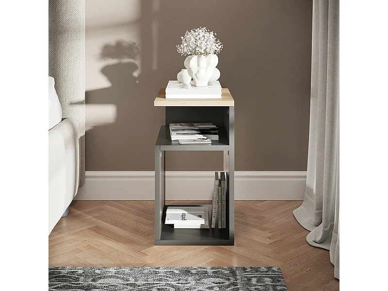 Stolik nocny antracyt/złoty dąb 25x35x45.3 elios