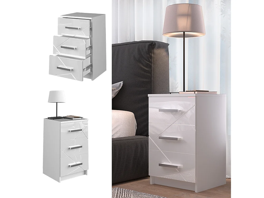 Table de chevet blanc 35.5x37.6x66 irma