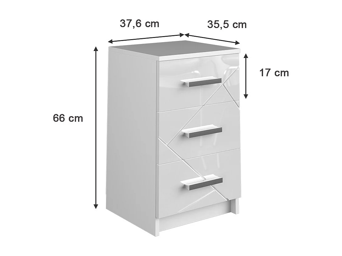 Table de chevet blanc 35.5x37.6x66 irma