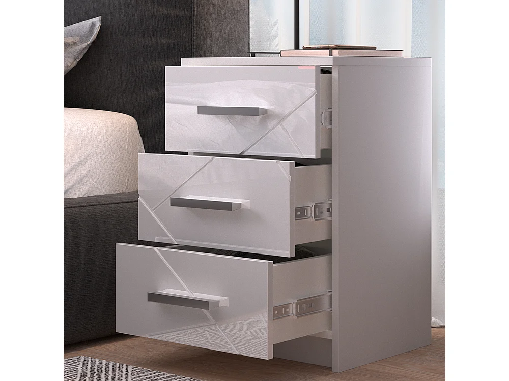 Table de chevet blanc 35.5x37.6x66 irma