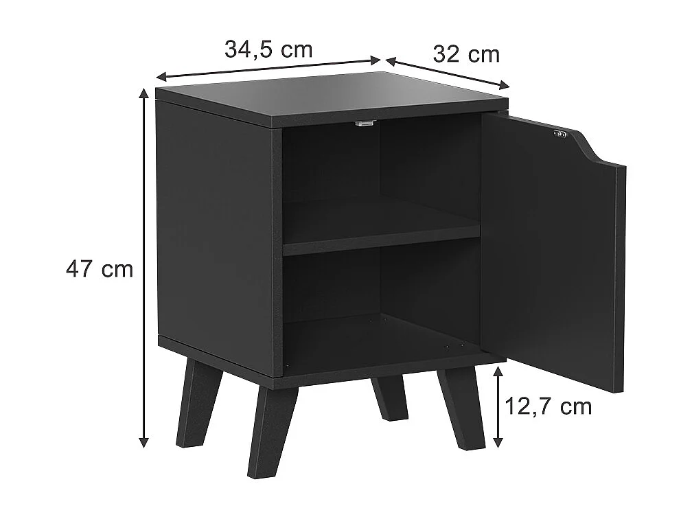 Table de nuit noir 34.5x32x47 malu