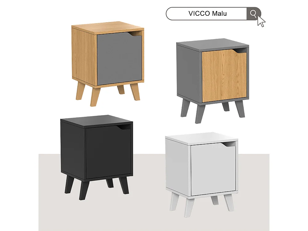 Sengebord sort 34.5x32x47 malu
