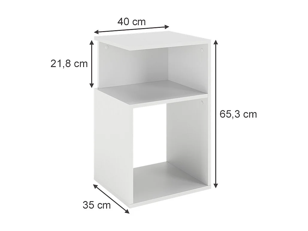 Table de nuit blanc 40x35x65.3 elios
