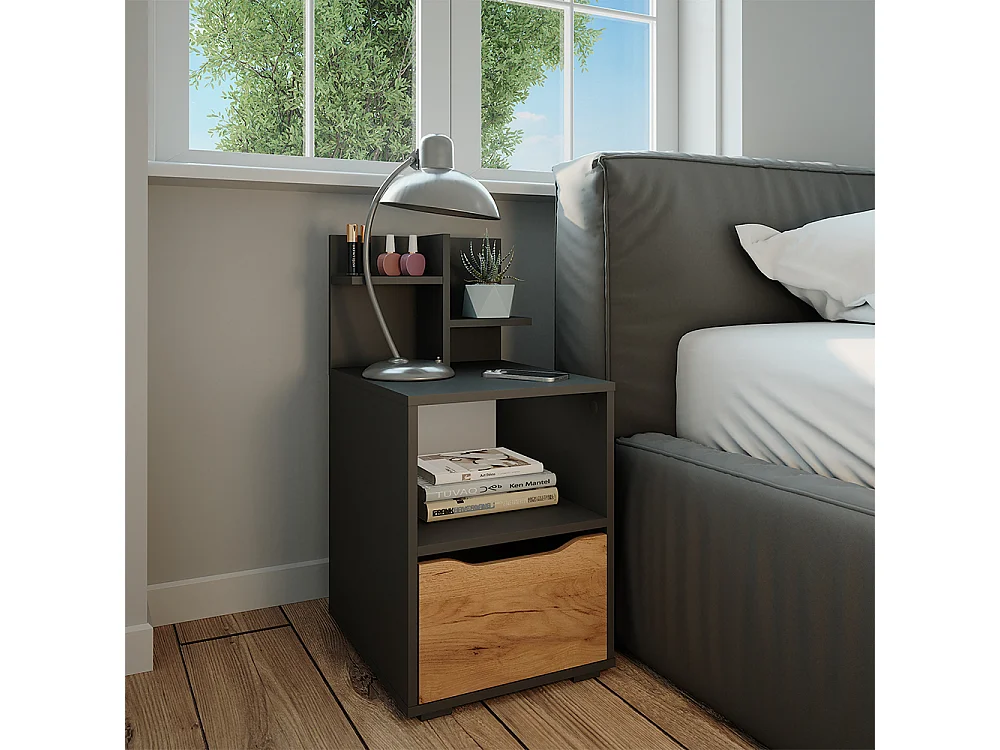 Table de nuit chêne de force doré 40x48x82.2 ruben