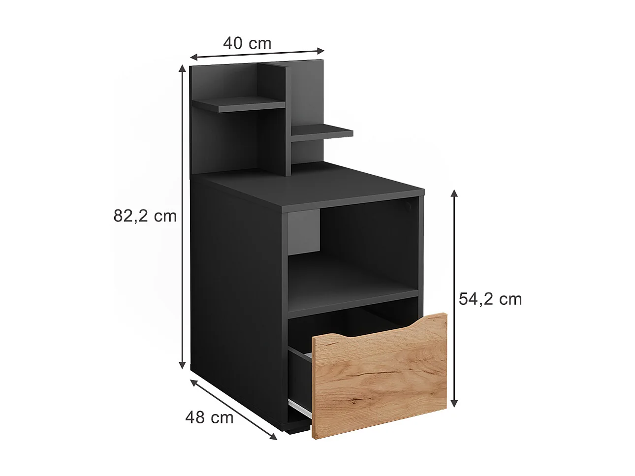 Table de nuit chêne de force doré 40x48x82.2 ruben