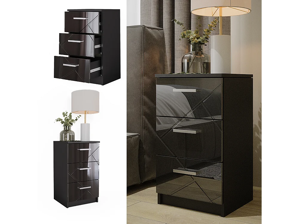 Table de chevet noir 35.5x37.6x66 irma