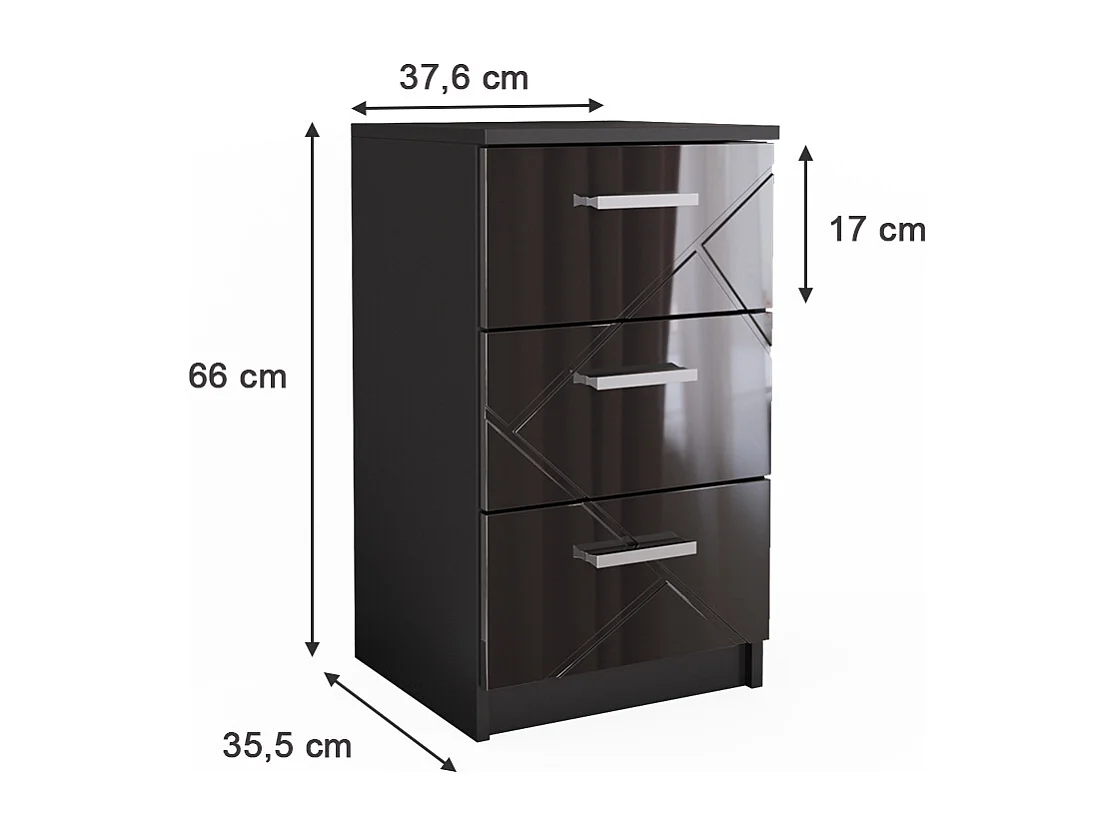 Table de chevet noir 35.5x37.6x66 irma