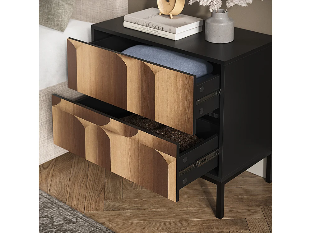 Nachttisch schwarz/eiche 66x36x60 eliza