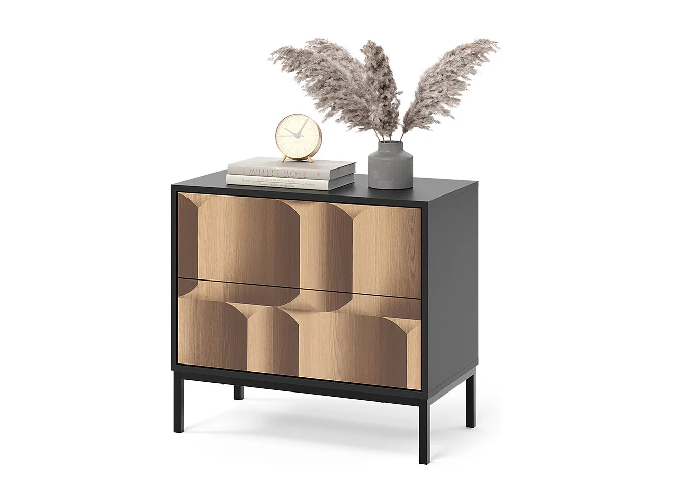 Nachttisch schwarz/eiche 66x36x60 eliza