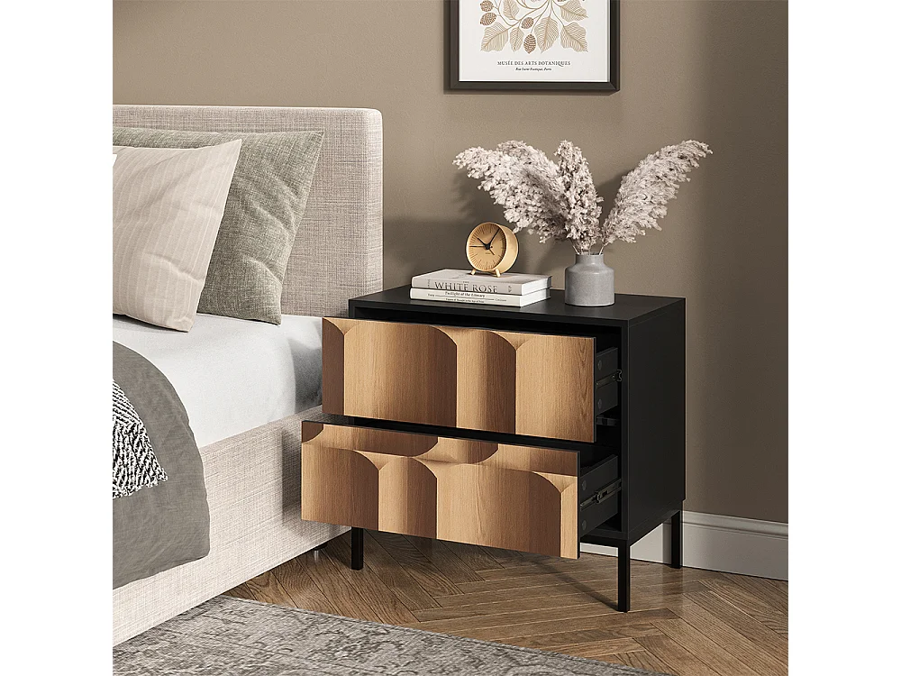 Nachttisch schwarz/eiche 66x36x60 eliza