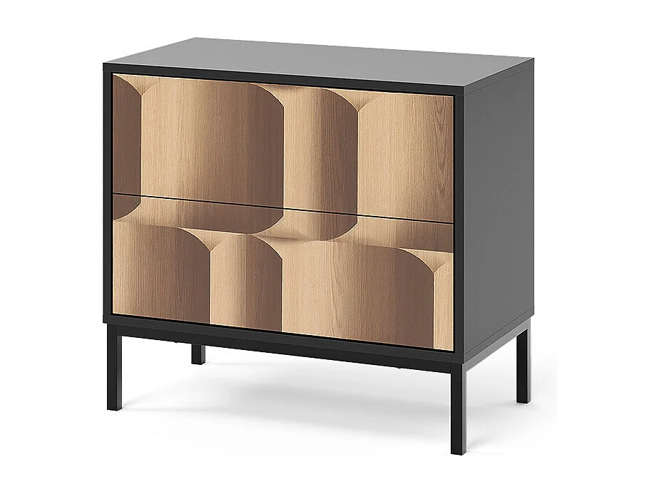 Table de nuit noir/chêne 66x36x60 eliza