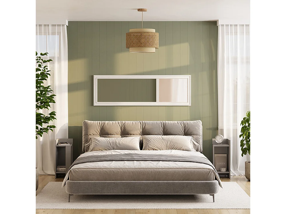 Bedside table greige 27x25x60 lenar