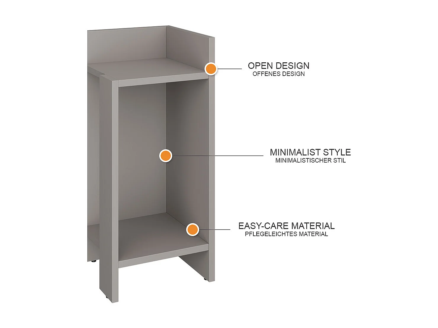 Bedside table greige 27x25x60 lenar