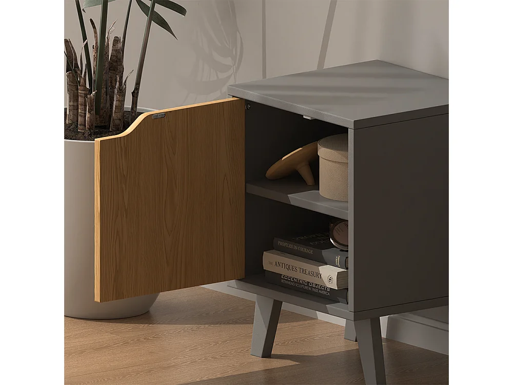 Table de nuit anthracite/chêne 34.5x32x47 malu