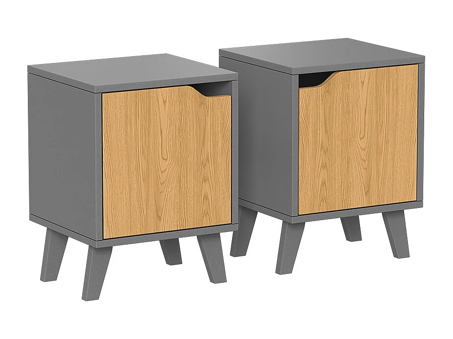 Table de nuit anthracite/chêne 34.5x32x47 malu