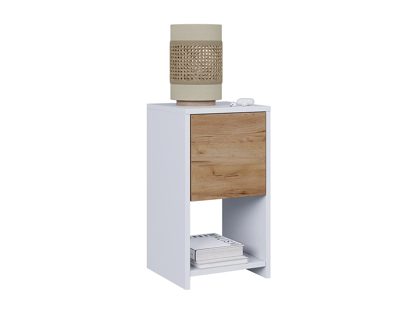 Sengebord hvid/gylden eg 30x30x55 evo