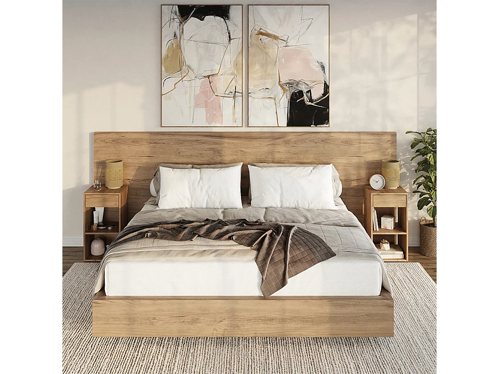 Table de chevet chêne de force doré 35x35x65 dany