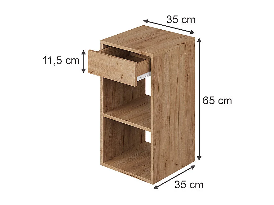 Table de chevet chêne de force doré 35x35x65 dany