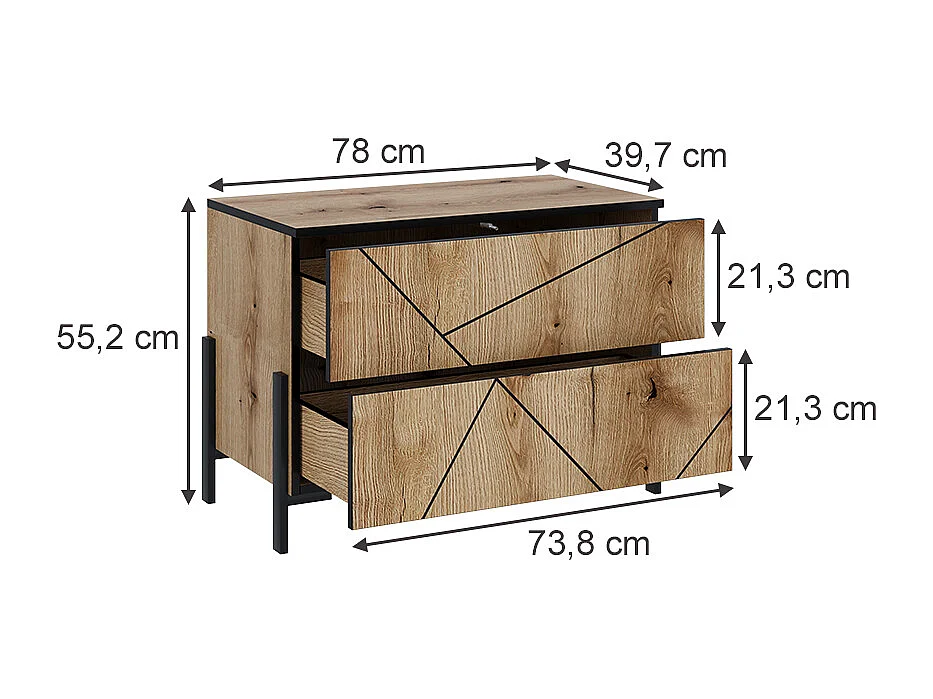 Mesilla de noche roble 78x39.7x55.2 hatto