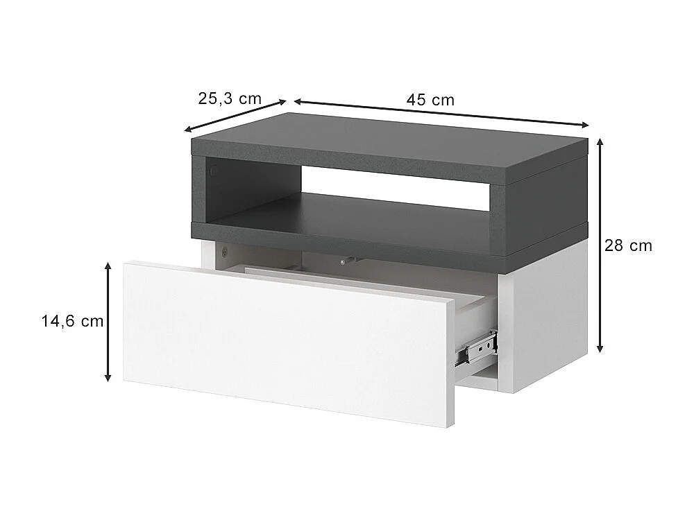 Table de chevet anthracite 45x25.3x28 urbano