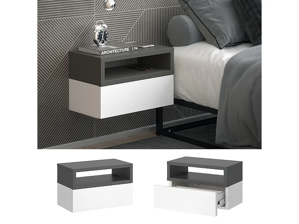 Table de chevet anthracite 45x25.3x28 urbano