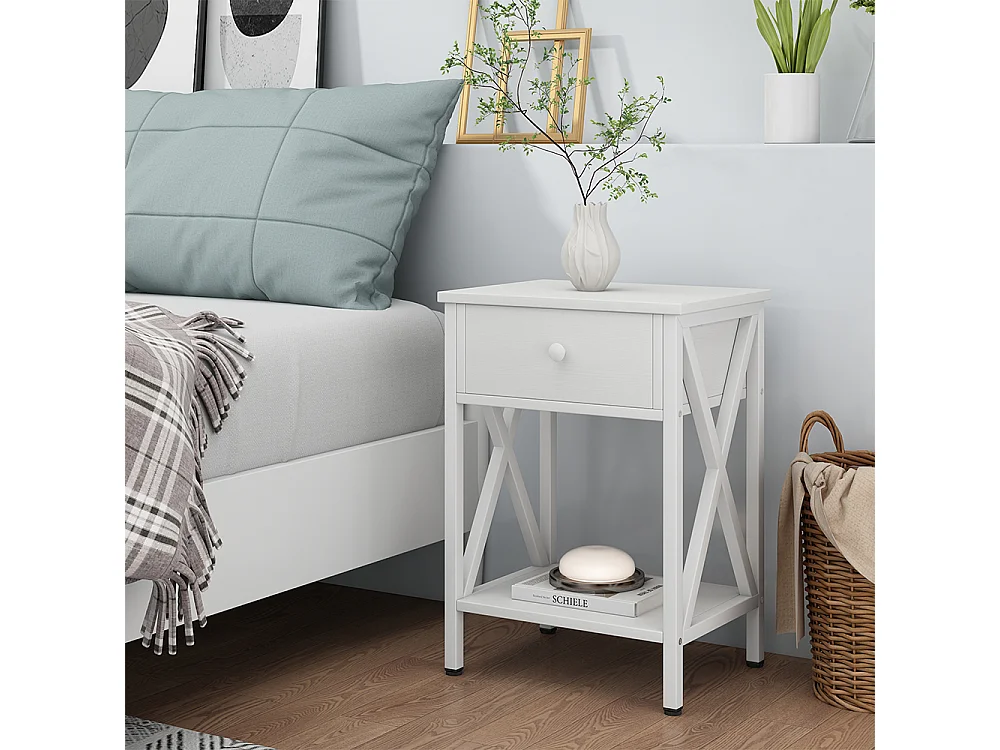 Table de chevet blanc 40x30x55 keno