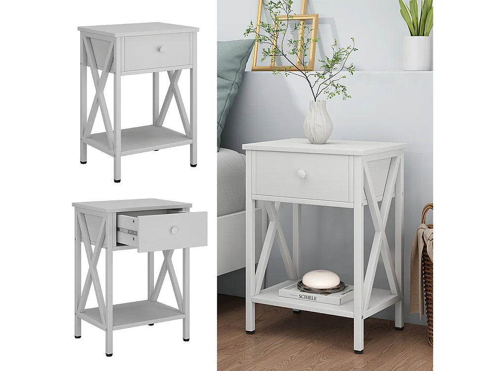 Table de chevet blanc 40x30x55 keno