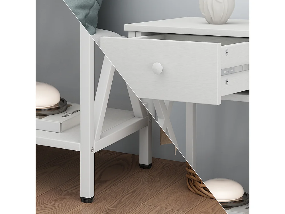 Table de chevet blanc 40x30x55 keno