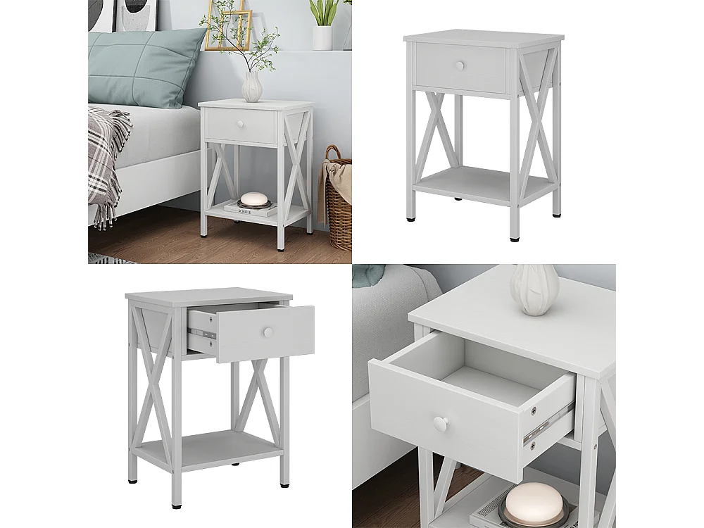 Table de chevet blanc 40x30x55 keno