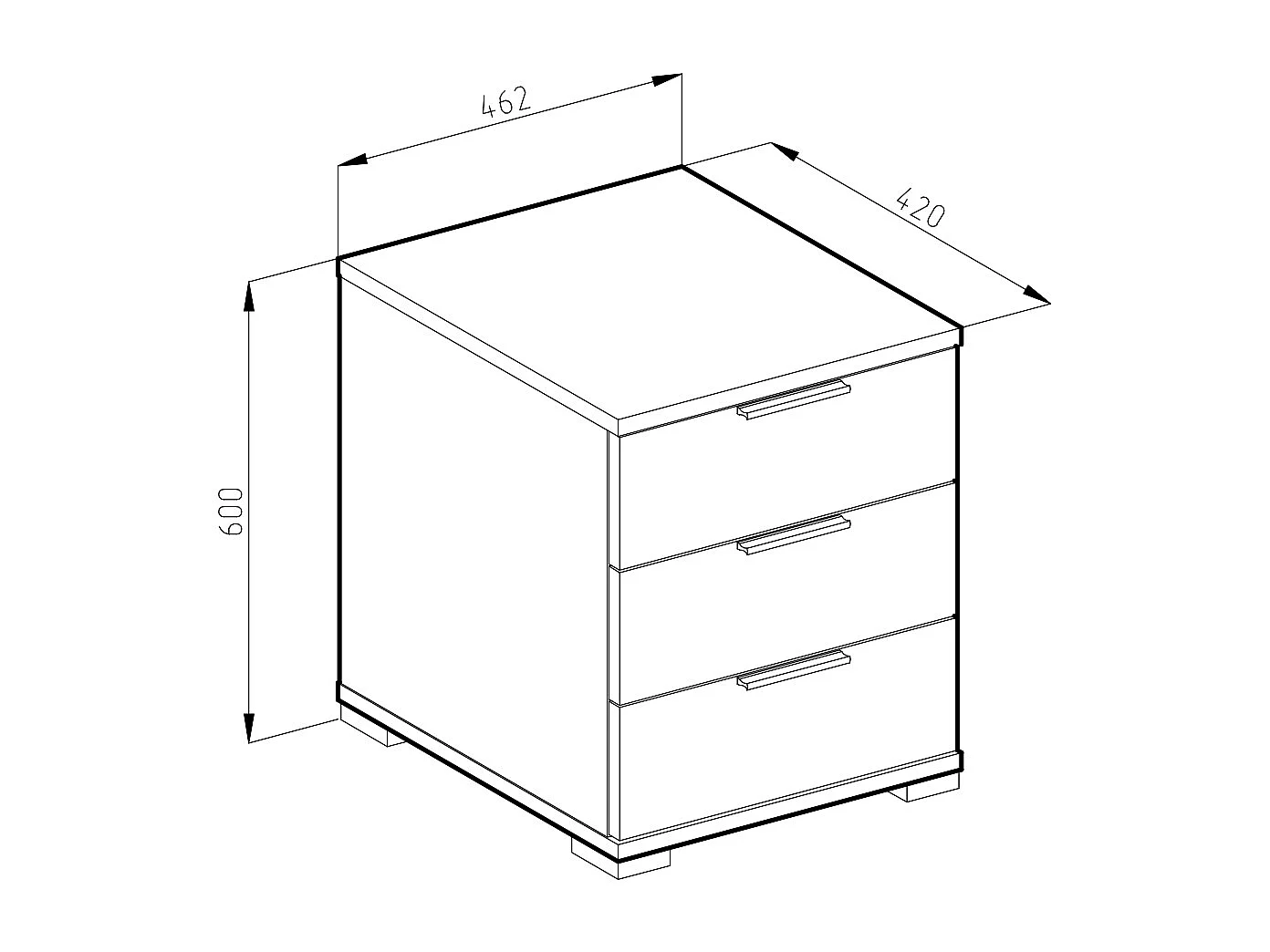 Nachttisch schwarz 46.2x42x60.5 florenz