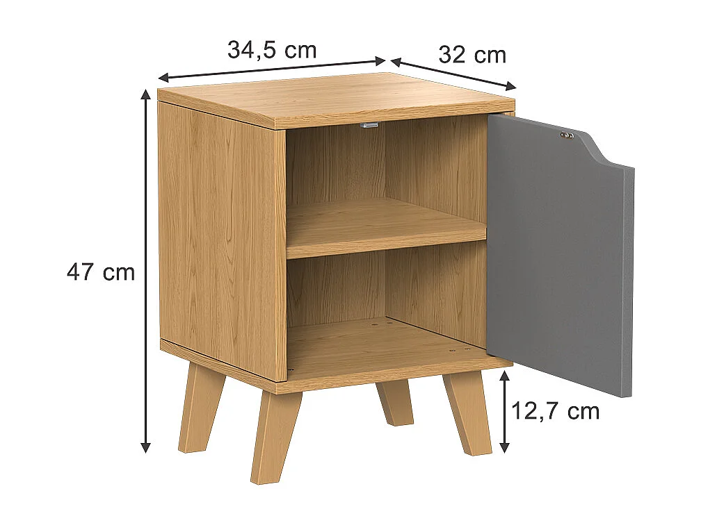Nachttisch eiche/anthrazit 34.5x32x47 malu