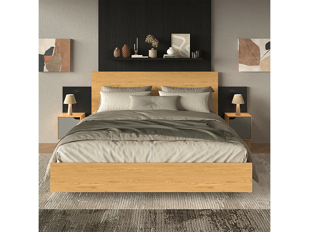 Nachttisch eiche/anthrazit 34.5x32x47 malu