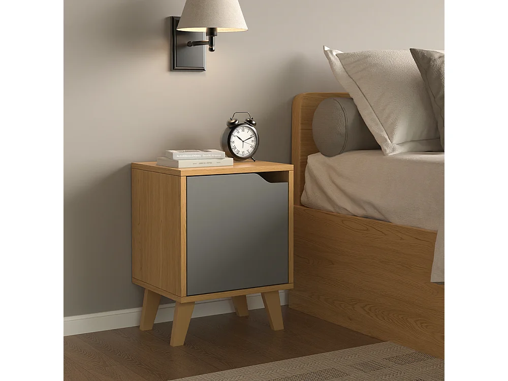 Table de nuit chêne/anthracite 34.5x32x47 malu