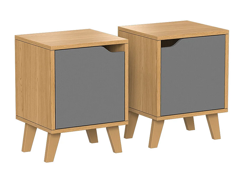 Table de nuit chêne/anthracite 34.5x32x47 malu