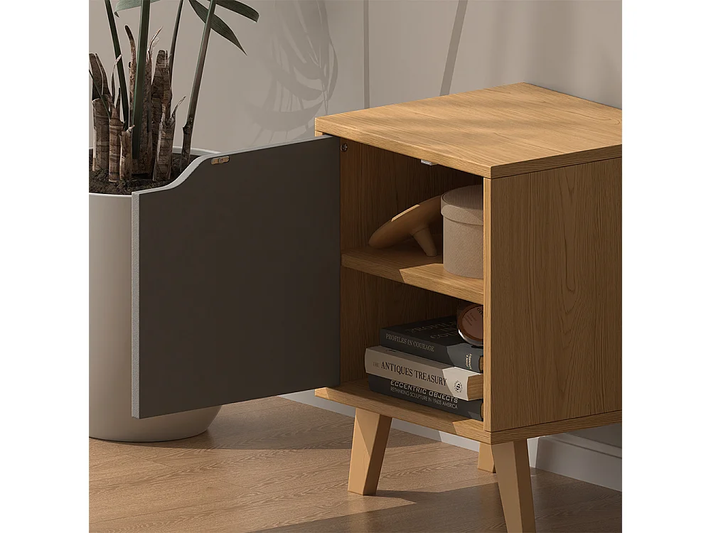 Table de nuit chêne/anthracite 34.5x32x47 malu